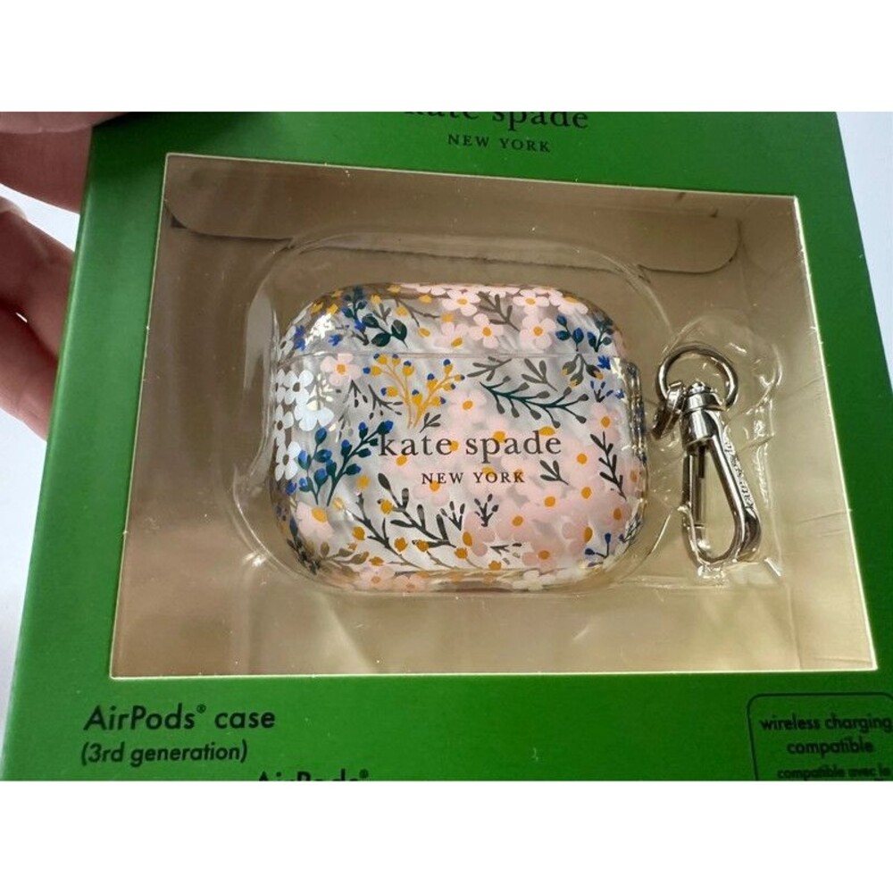 Kate Spade New York AirPods 3rd Gen Case Multi Floral Rose Clear Keychain New